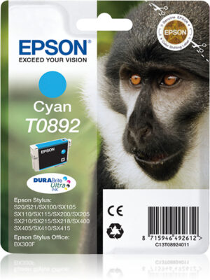 Epson Monkey Singlepack Cyan T0892 DURABrite Ultra Ink