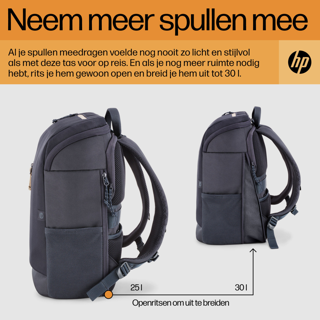 HP Travel 15,6 Iron Grey laptopbackpack, 25 liter - Afbeelding 4