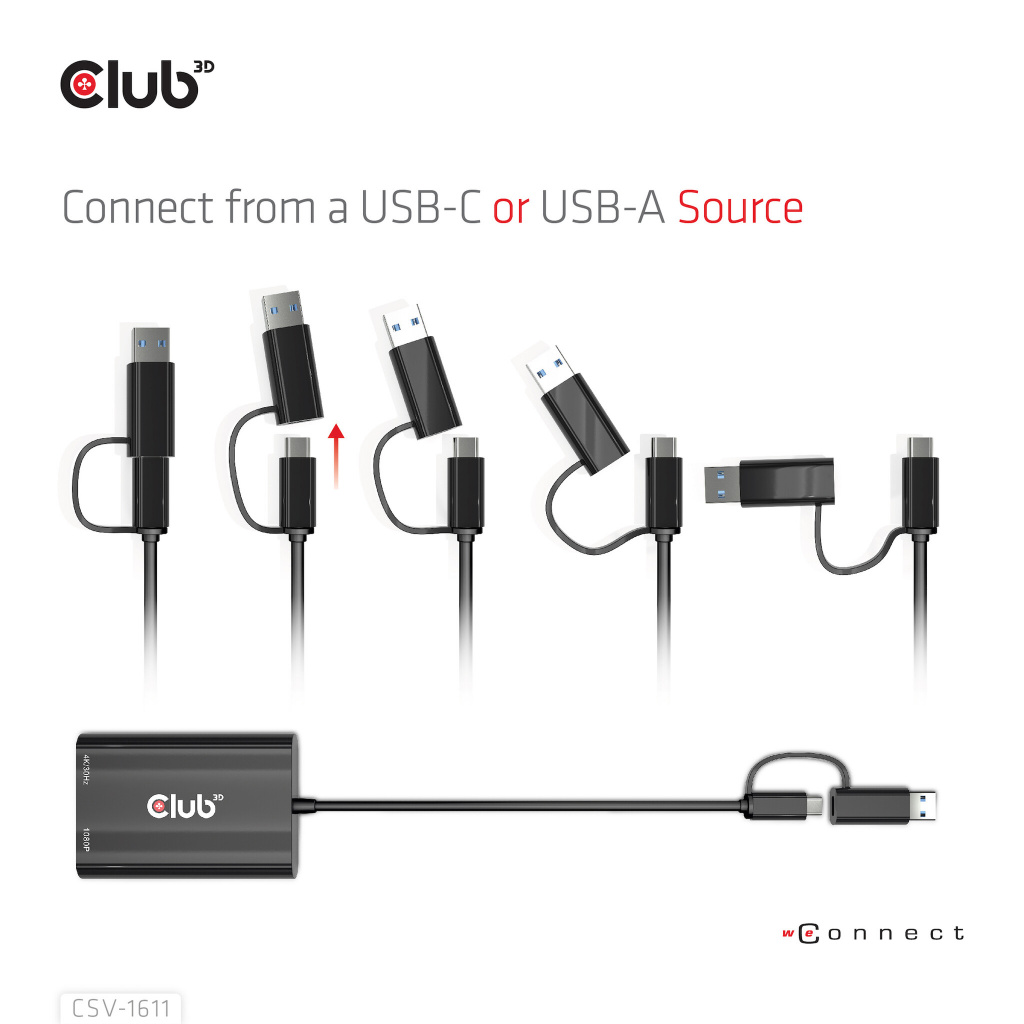 CLUB3D USB Gen1 Type-C/-A to Dual HDMI (4K/30Hz) / VGA (1080/60Hz) - Afbeelding 3