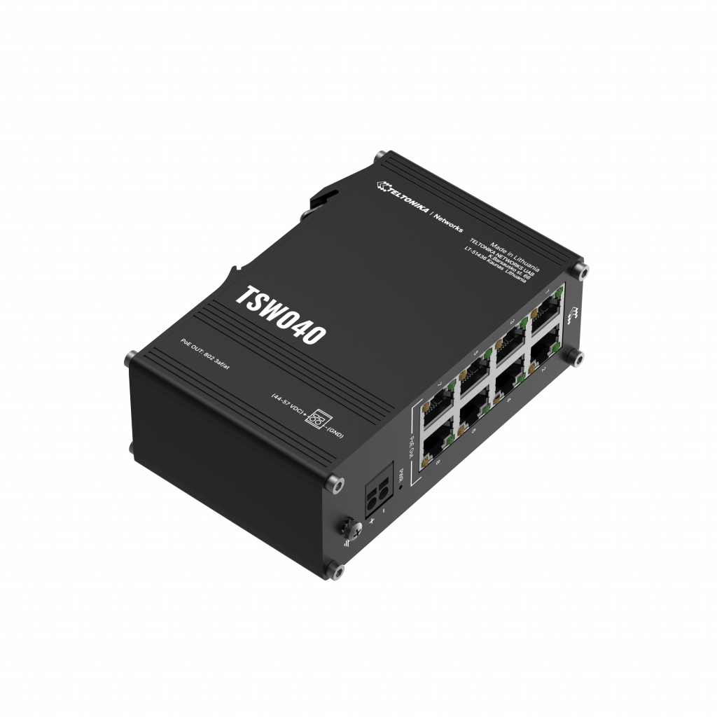 Teltonika NETWORKS TSW040 8-Port PoE+ Switch Unmanaged Fast Ethernet (10/100) Power over Ethernet (PoE) Zwart - Afbeelding 5