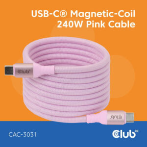 CLUB3D CAC-3031 USB-kabel USB 2.0 2 m USB C Roze