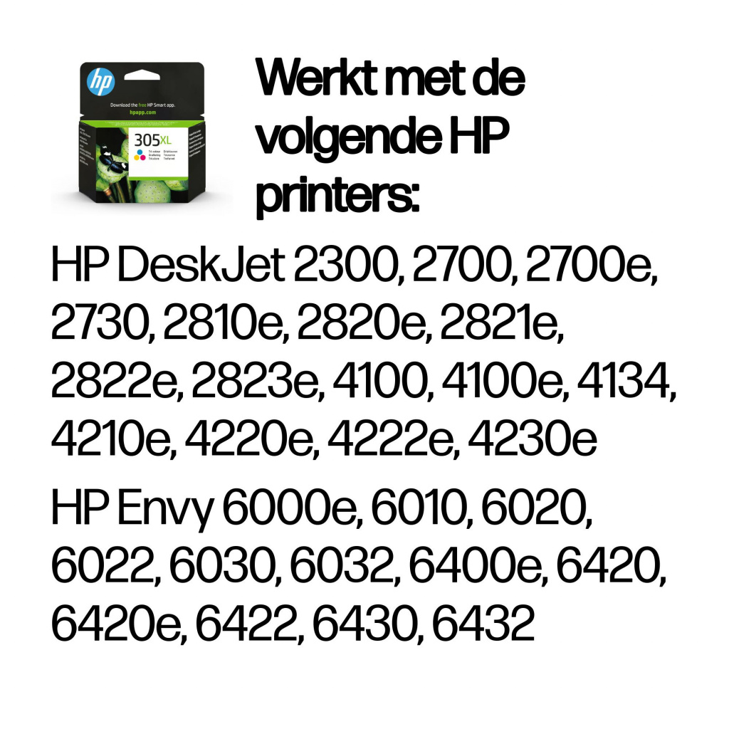 HP 305XL originele high-capacity drie-kleuren inktcartridge - Afbeelding 2