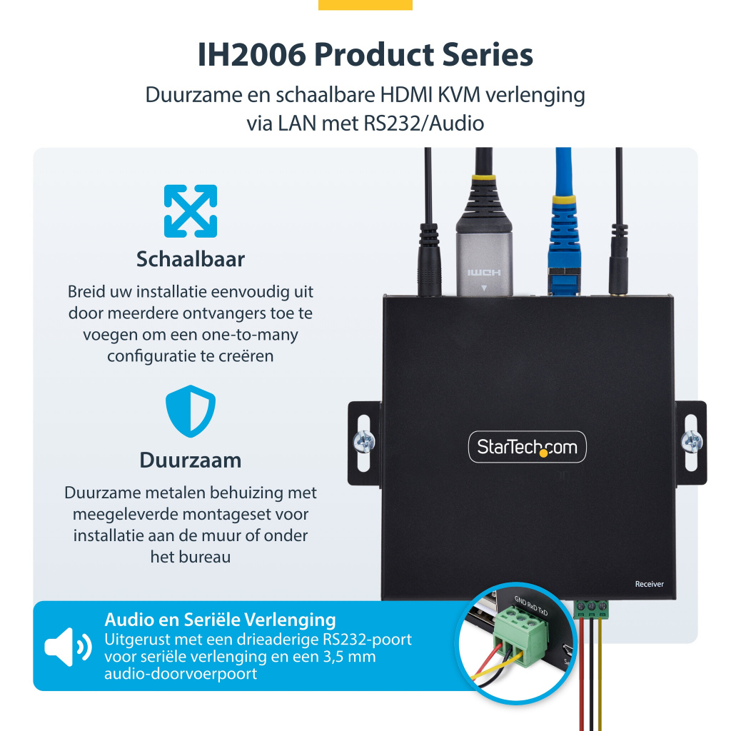 StarTech.com HDMI KVM Receiver Over IP Netwerk voor IH2006 Product Series, 4K 60Hz, Zonder Drivers, AVoIP, Inclusief Montagekit, - Afbeelding 11