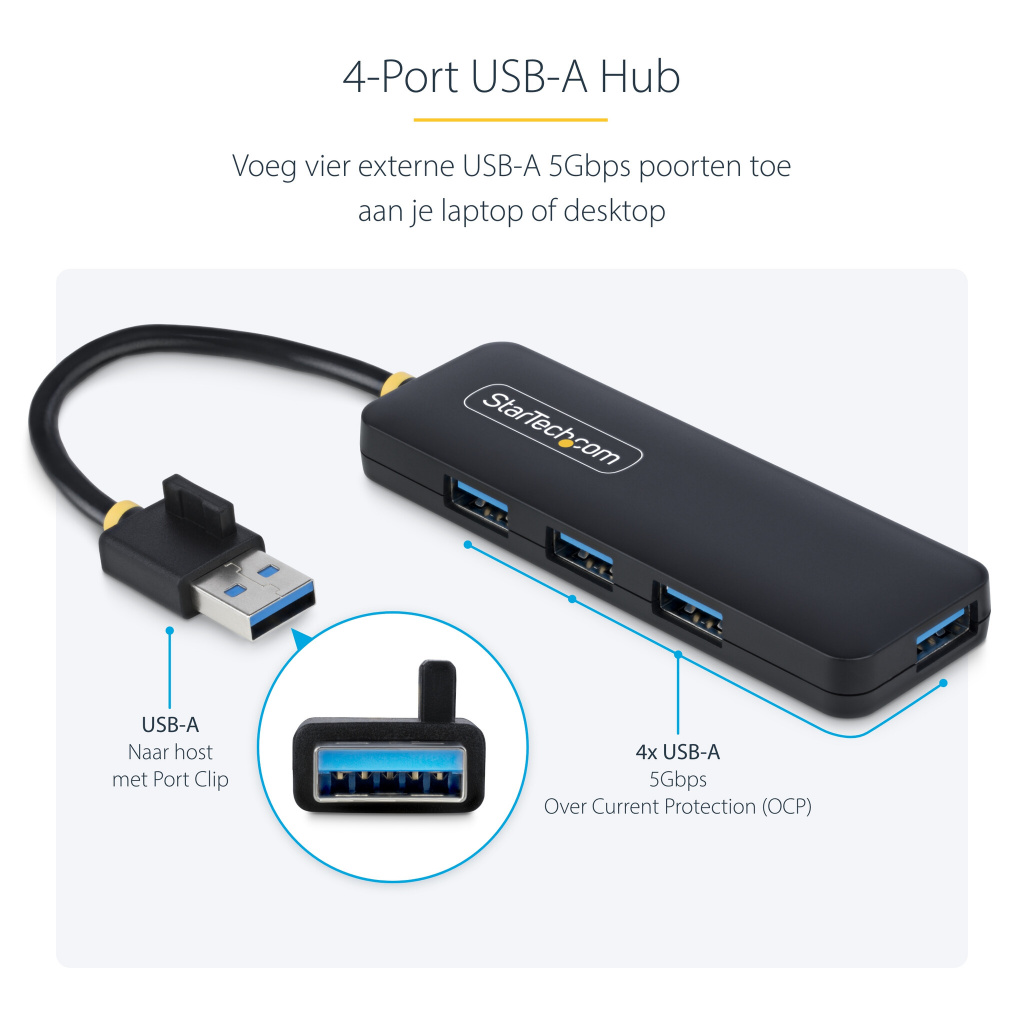 StarTech.com 4-Port USB-A Hub, 5Gbps, Bus Powered, Compacte Travel Mini USB Hub, Multi-Port USB 3.0 Splitter, Draagbare USB Hub, - Afbeelding 13