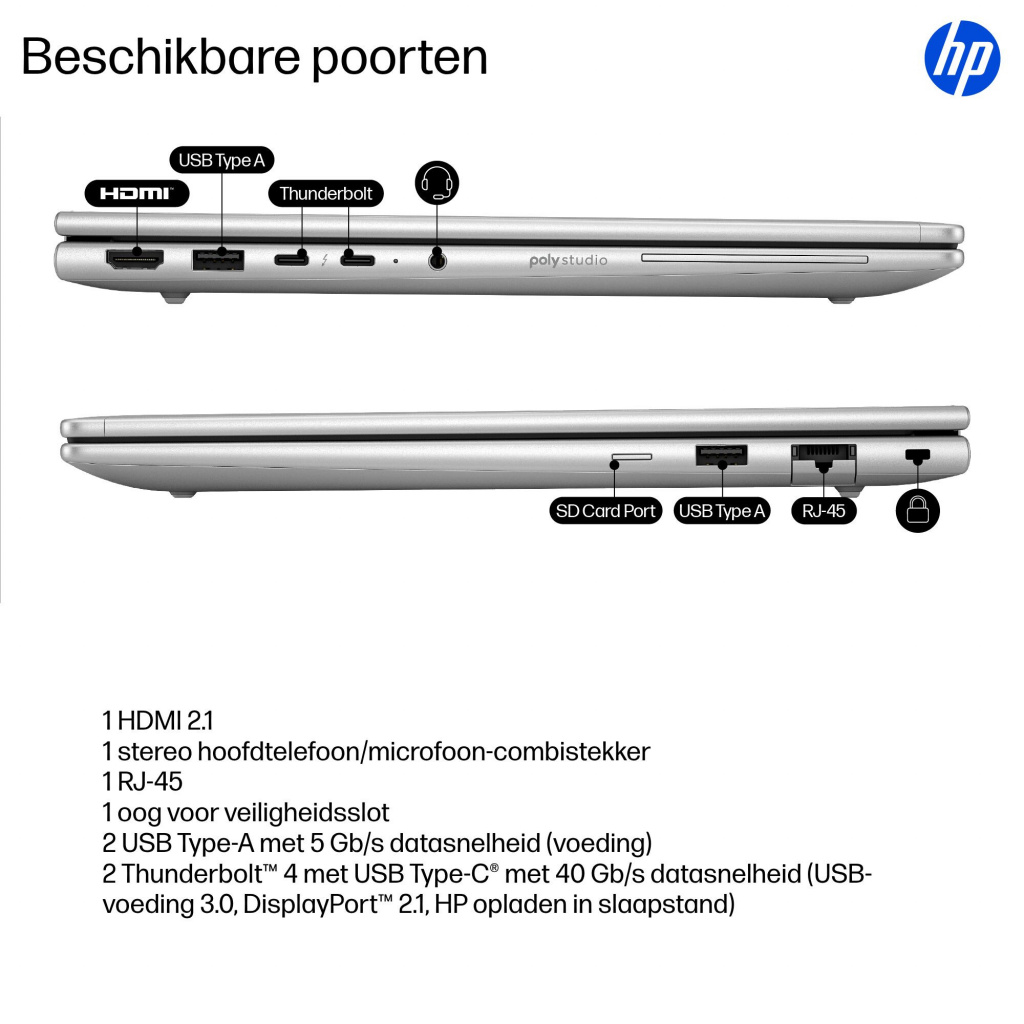 HP EliteBook 6 EB6G1i14 U7 255U 14 32GB/1T PC NL Copilot+ PC Intel Core Ultra 7 Laptop 35,6 cm (14") WUXGA DDR5-SDRAM 1 TB SSD W - Afbeelding 7