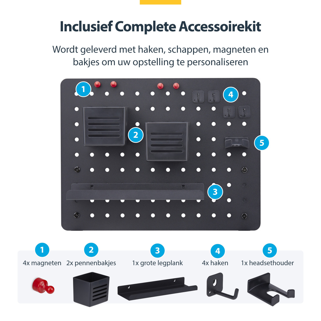 StarTech.com Stalen Gereedschapsbord met Accessoires, 42 x 32cm, Werkplaatsinrichting met Klembevestiging, Bureau Opbergsysteem, - Afbeelding 12