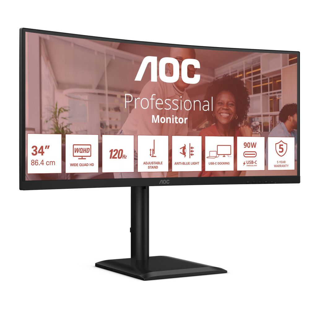 AOC E4 CU34E4CV computer monitor 86,4 cm (34") 3440 x 1440 Pixels UltraWide Quad HD LCD Zwart - Afbeelding 19
