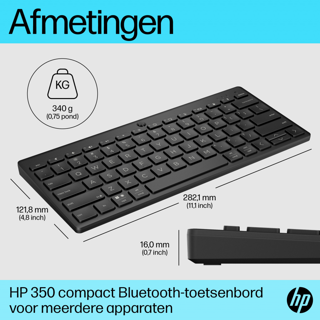 HP 350 Compact Multi-Device Bluetooth Keyboard - Afbeelding 11