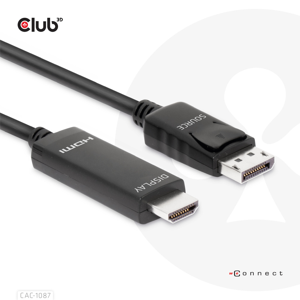 CLUB3D DisplayPort 1.4 to HDMI 4K120Hz or 8K60Hz HDR10 Cable M/M 3m/9.84ft - Afbeelding 2