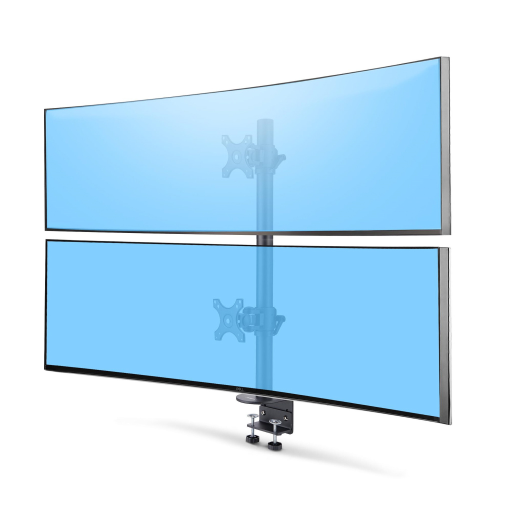 StarTech.com Monitorstandaard voor Twee Verticaal Gestapelde Schermen, Dual 49", Max 32kg, C-Klem, Quick-Release VESA Systeem, W