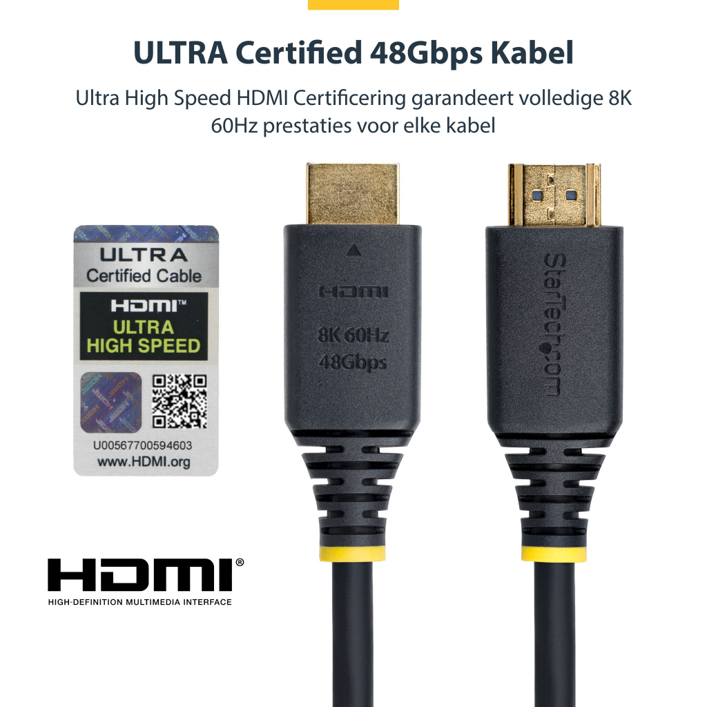 StarTech.com 50cm Gecertificeerde Ultra High Speed HDMI Kabel, 8K 60Hz/4K 120Hz, HDMI 2.1 Kabel met HDR10+ / eARC, 48Gbps, 8K HD - Afbeelding 12