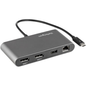 StarTech.com Thunderbolt 3 Mini Dock, Draagbare Dual Monitor Docking Station met DP 4K 60Hz, 1x USB-A Hub (USB 3.0/5 Gbps), GbE,