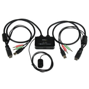 StarTech.com 2-poorts USB HDMI-kabel KVM-switch met audio en remote switch met USB-voeding