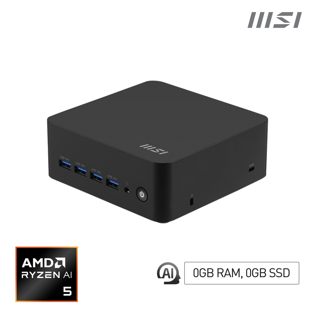 MSI Cubi Z AI 8M-008BEU AMD Ryzen 5 8645HS 2 slots Max 64GB RAM No HDD No OS Black