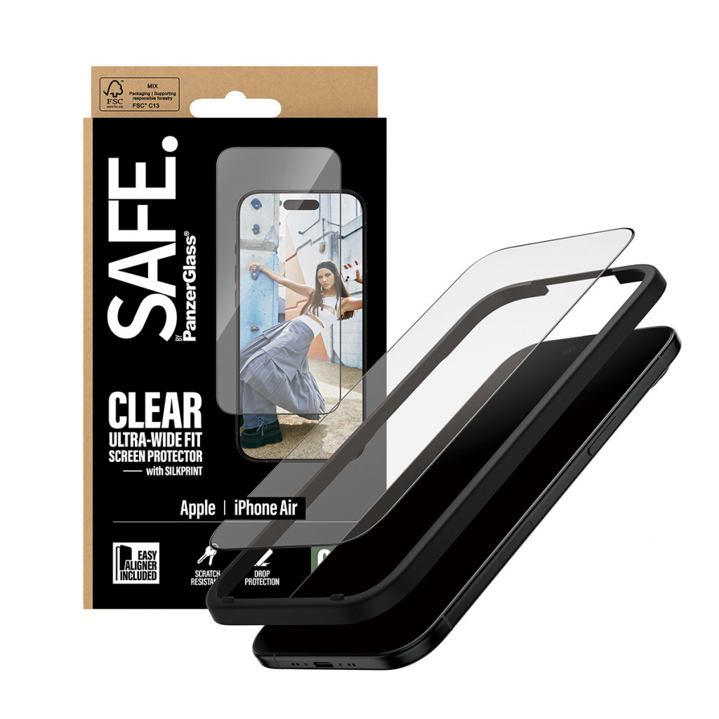 PanzerGlass SAFE. by ® Screen Protector w. Black Frame iPhone Air | Ultra-Wide Fit w. EasyAligner Doorzichtige schermbeschermer - Afbeelding 5