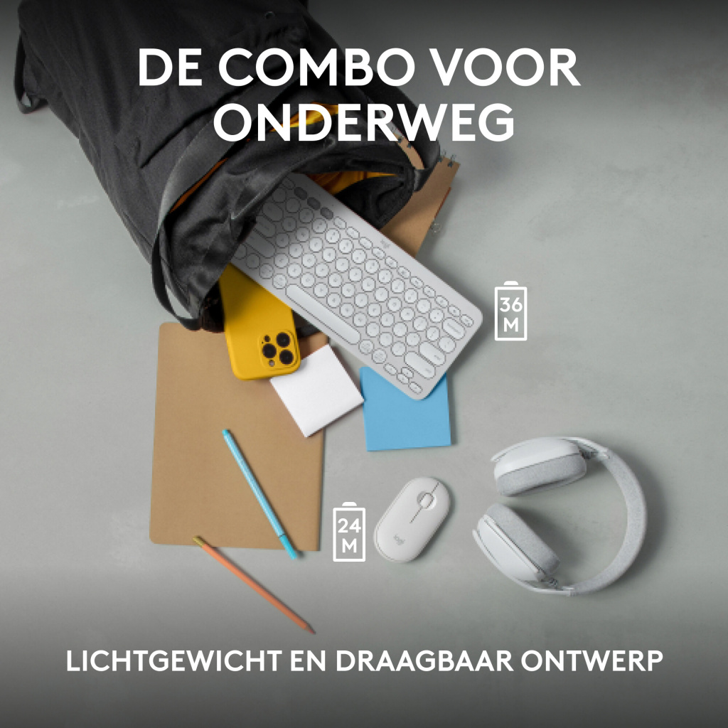 Logitech 920-012240 toetsenbord Inclusief muis Universeel RF-draadloos + Bluetooth QWERTY US International Wit - Afbeelding 9