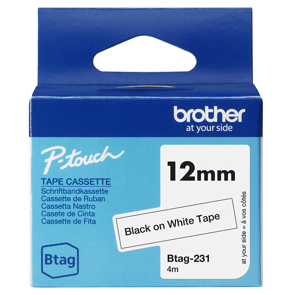 Brother BTAG-231 labelprinter-tape Zwart op wit