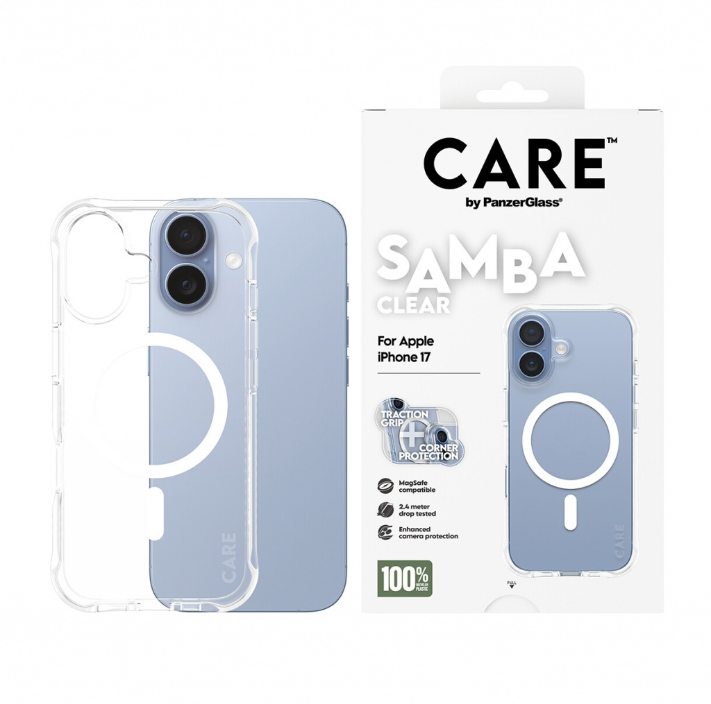 PanzerGlass CARE by ® Fashionable Case Samba Transparent w. White MagSafe iPhone 17 mobiele telefoon behuizingen Hoes Transparan - Afbeelding 2