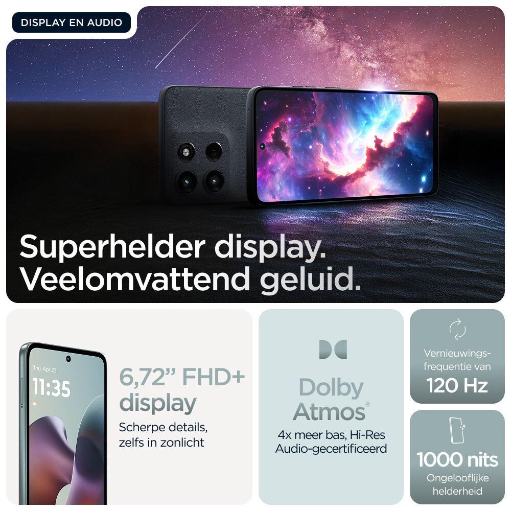 Motorola moto g56 5G 17,1 cm (6.72") Hybride Dual SIM Android 15 USB Type-C 8 GB 256 GB 5200 mAh Grijs - Afbeelding 13