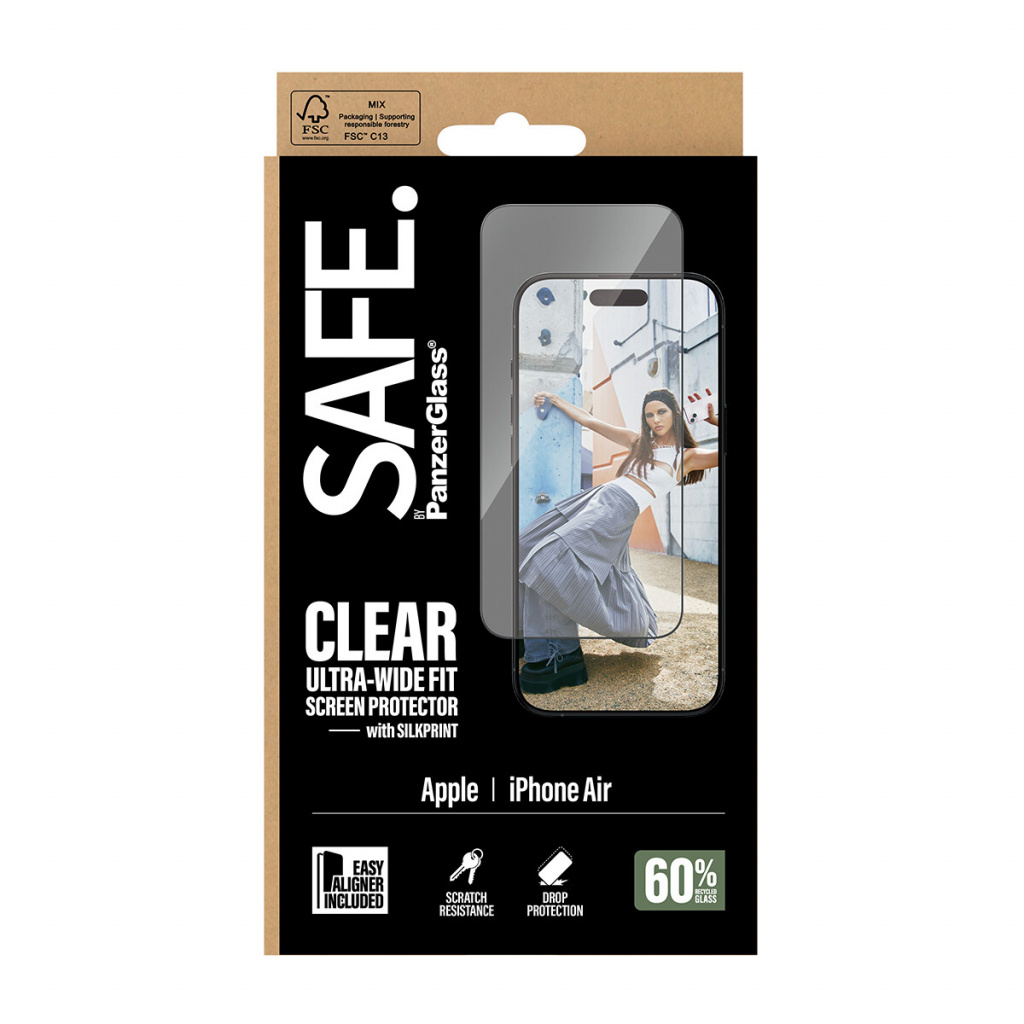 PanzerGlass SAFE. by ® Screen Protector w. Black Frame iPhone Air | Ultra-Wide Fit w. EasyAligner Doorzichtige schermbeschermer - Afbeelding 3