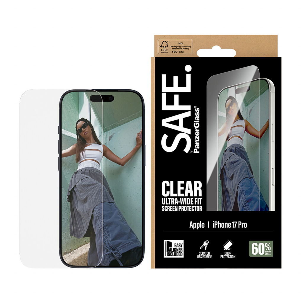 PanzerGlass SAFE. by ® Screen Protector iPhone 17 Pro | Ultra-Wide Fit w. EasyAligner Doorzichtige schermbeschermer Apple 1 stuk - Afbeelding 2