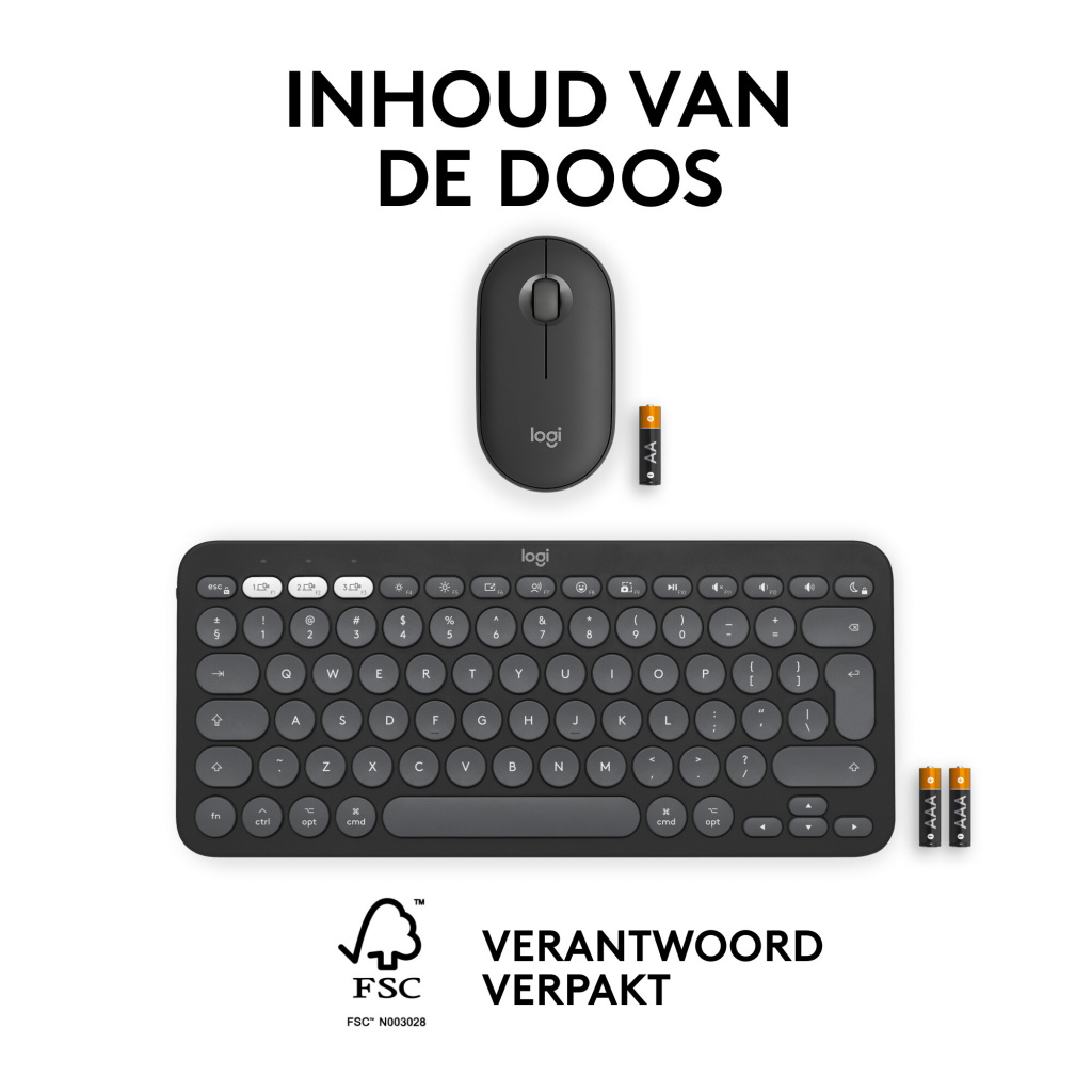 Logitech 920-012214 toetsenbord Inclusief muis Universeel RF-draadloos + Bluetooth AZERTY Frans Grafiet - Afbeelding 10