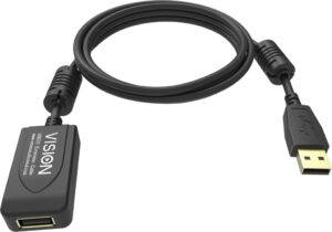Vision TC 5MUSBEXT+/BL- USB-kabel USB 2.0 5 m USB A Zwart
