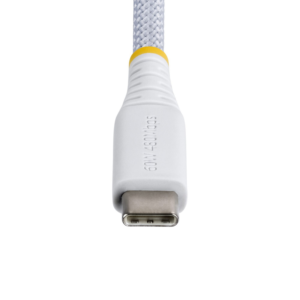StarTech.com 3m USB-C Laadkabel, Wit, 60W (3A) PD, Dual-Layer Gevlochten Nylon/TPE Mantel, Robuuste USB Type-C Oplaadkabel, USB - Afbeelding 4