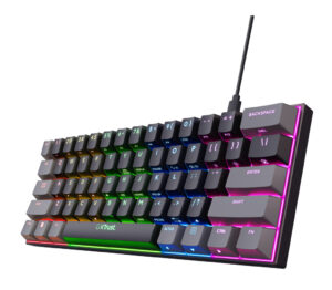 Trust GXT 867 Acira toetsenbord Gamen USB AZERTY Belgisch Zwart, Grijs