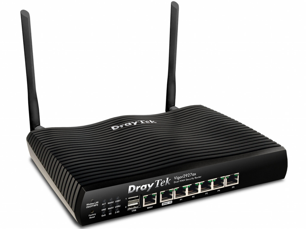 DrayTek Vigor2927ax draadloze router Gigabit Ethernet Dual-band (2.4 GHz / 5 GHz) Zwart