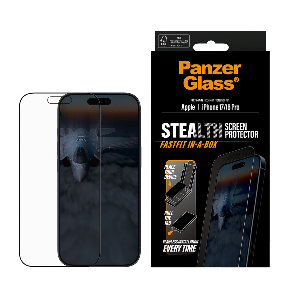 PanzerGlass ® Stealth Screen Protector iPhone 17 | iPhone 16 Pro | Ultra-Wide Fit w. FASTFIT IN-A-BOX Doorzichtige schermbescher - Afbeelding 2