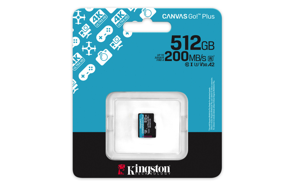 Kingston Technology 512GB microSDXC Canvas Go! Plus Gen4 200R A2 U3 enkel pakket zonder adapter - Afbeelding 3
