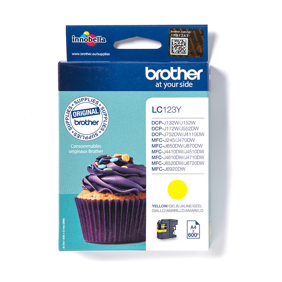Brother LC123Y inktcartridge 1 stuk(s) Origineel Hoog (XL) rendement Geel