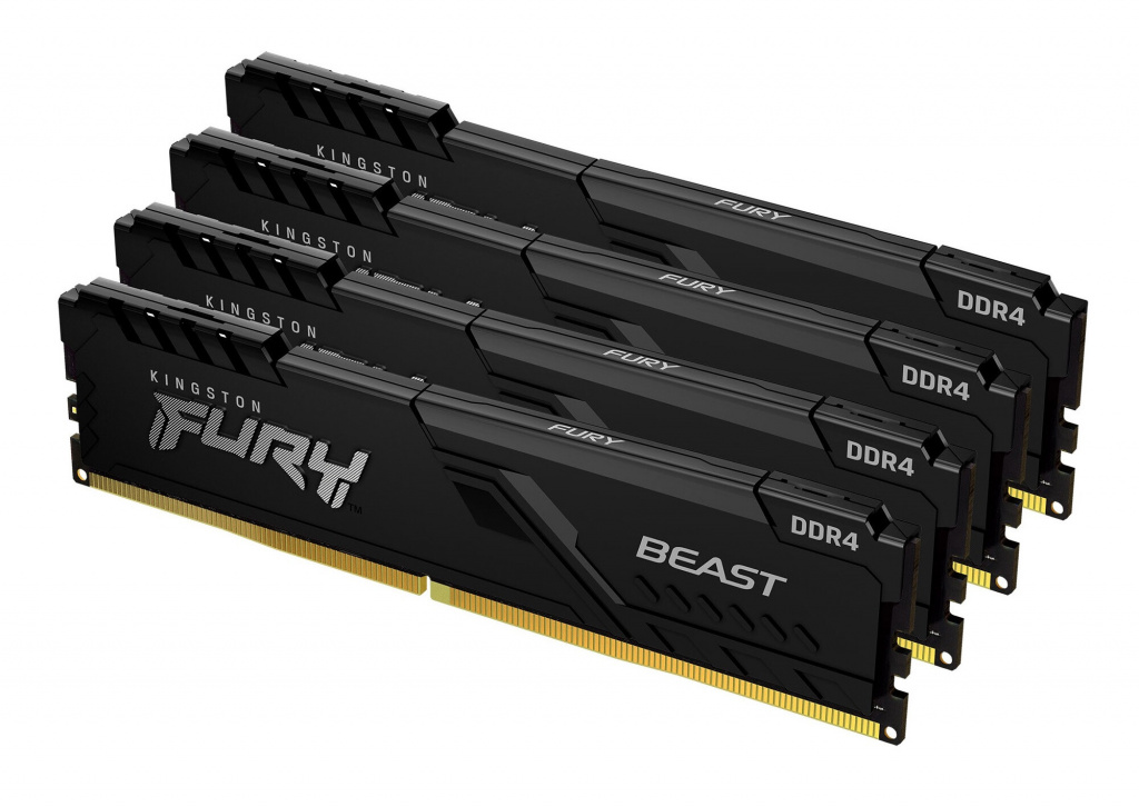 Kingston Technology FURY Beast 128GB 3200MT/s DDR4 CL16 DIMM (Kit van 4) Black