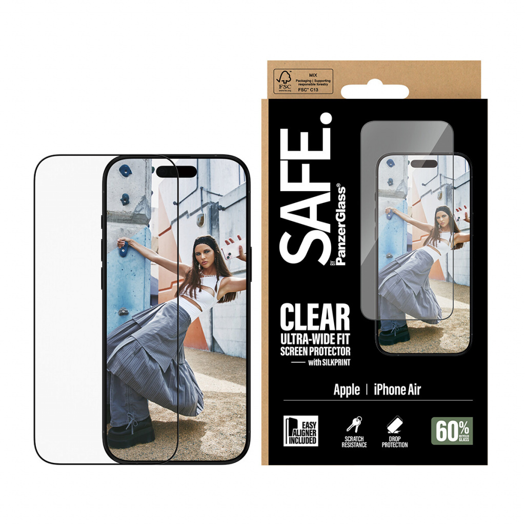 PanzerGlass SAFE. by ® Screen Protector w. Black Frame iPhone Air | Ultra-Wide Fit w. EasyAligner Doorzichtige schermbeschermer - Afbeelding 2