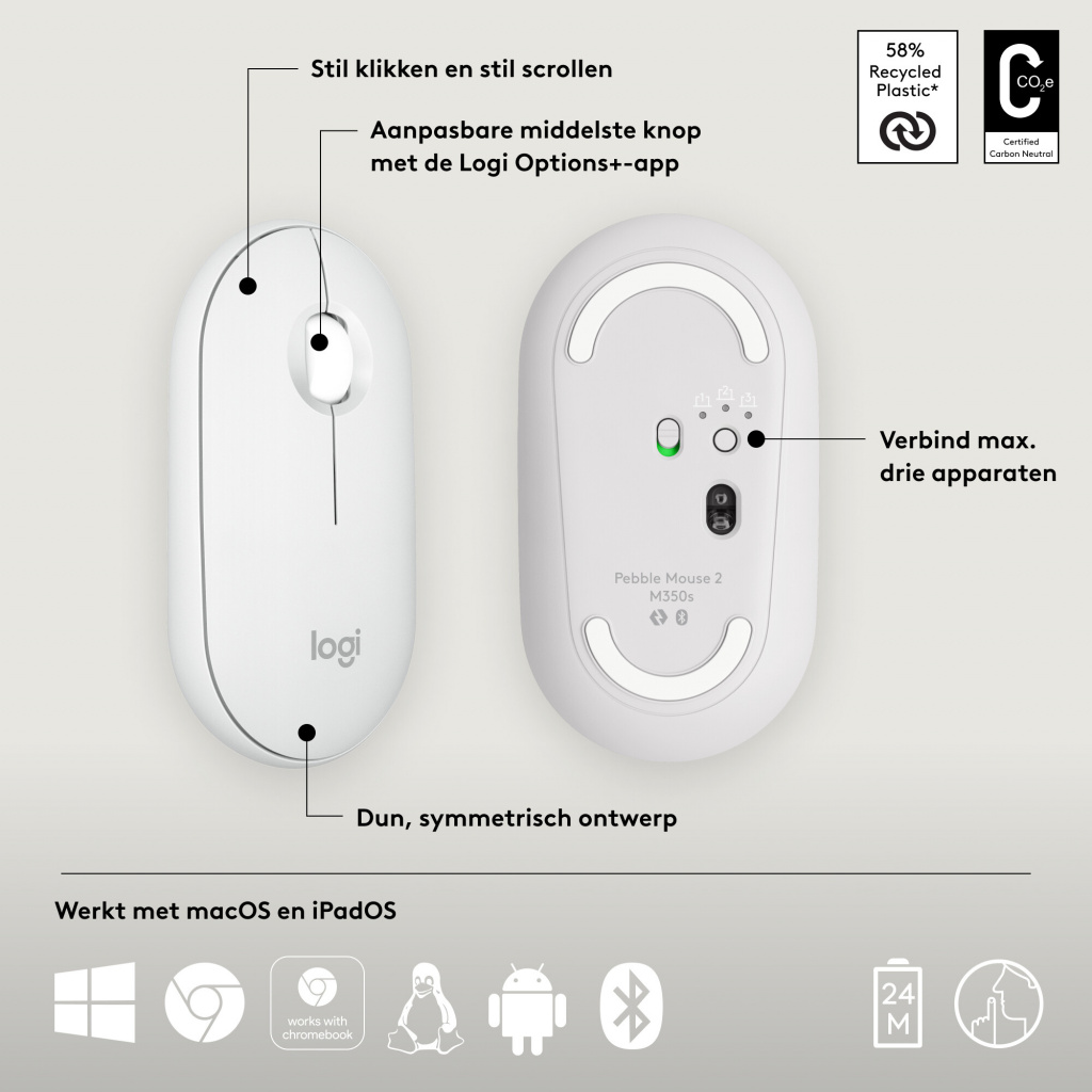 Logitech 910-007013 muis Reizen Ambidextrous RF-draadloos + Bluetooth Optisch 4000 DPI - Afbeelding 6