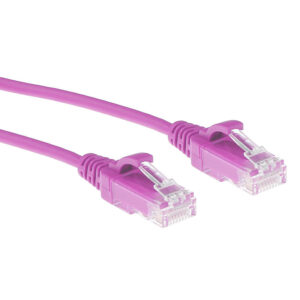 ACT Roze 1 meter LSZH U/UTP CAT6 datacenter slimline patchkabel snagless met RJ45 connectoren