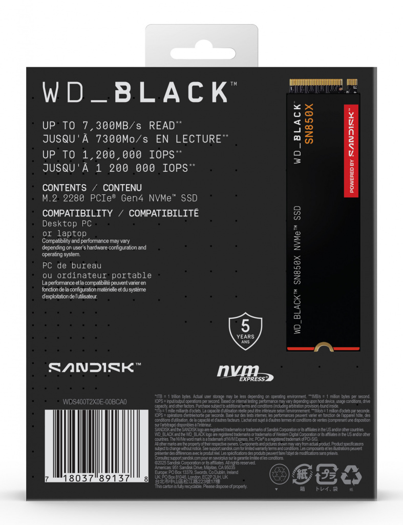 Western Digital Black WD_BLACK SN850X NVMe 4 TB M.2 PCI Express 4.0 - Afbeelding 8