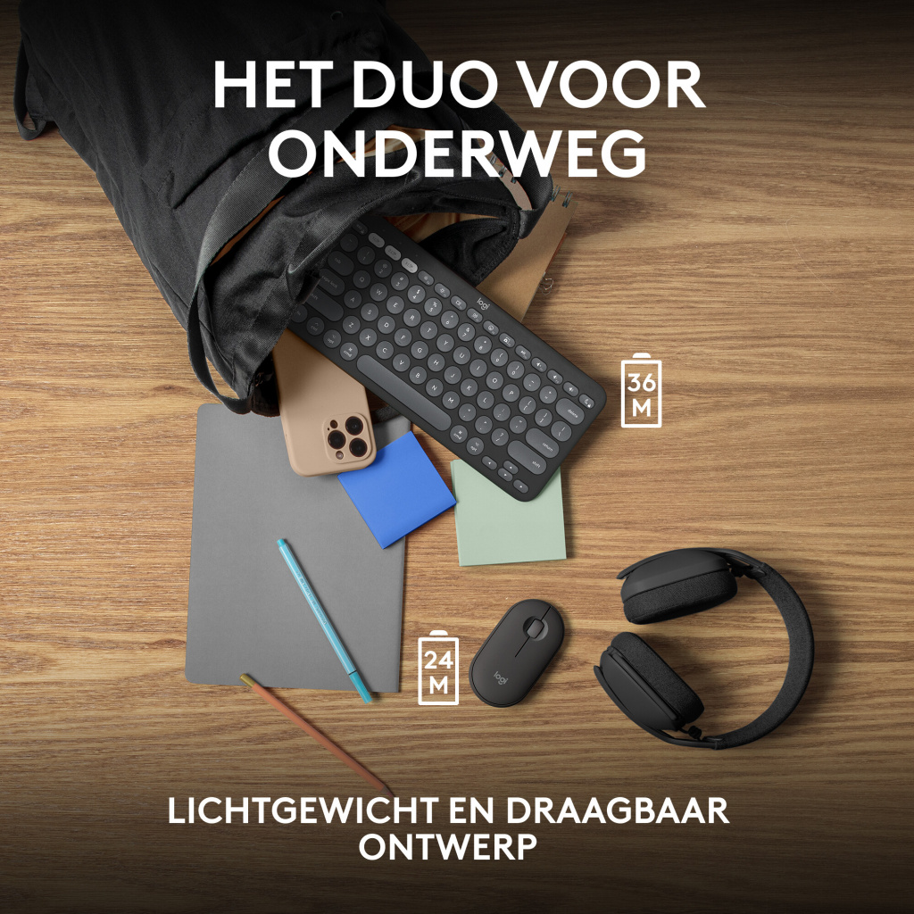Logitech 920-012214 toetsenbord Inclusief muis Universeel RF-draadloos + Bluetooth AZERTY Frans Grafiet - Afbeelding 9