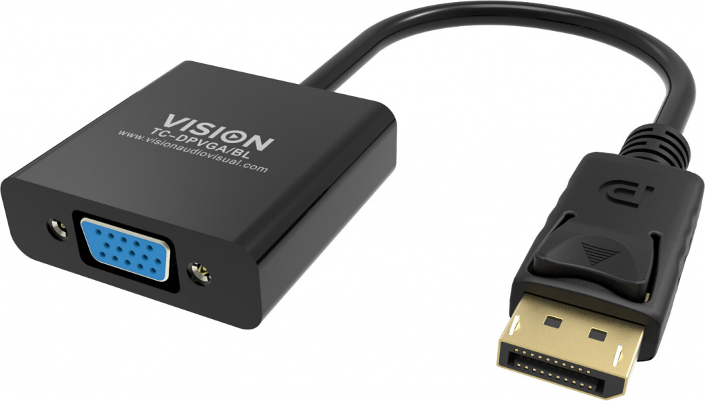Vision TC-DPVGA/BL video kabel adapter DisplayPort VGA (D-Sub) Zwart