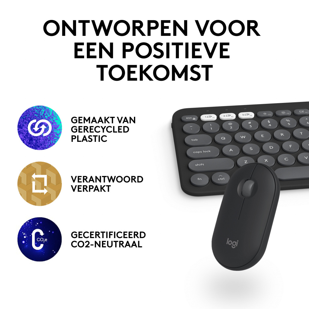 Logitech 920-012214 toetsenbord Inclusief muis Universeel RF-draadloos + Bluetooth AZERTY Frans Grafiet - Afbeelding 11