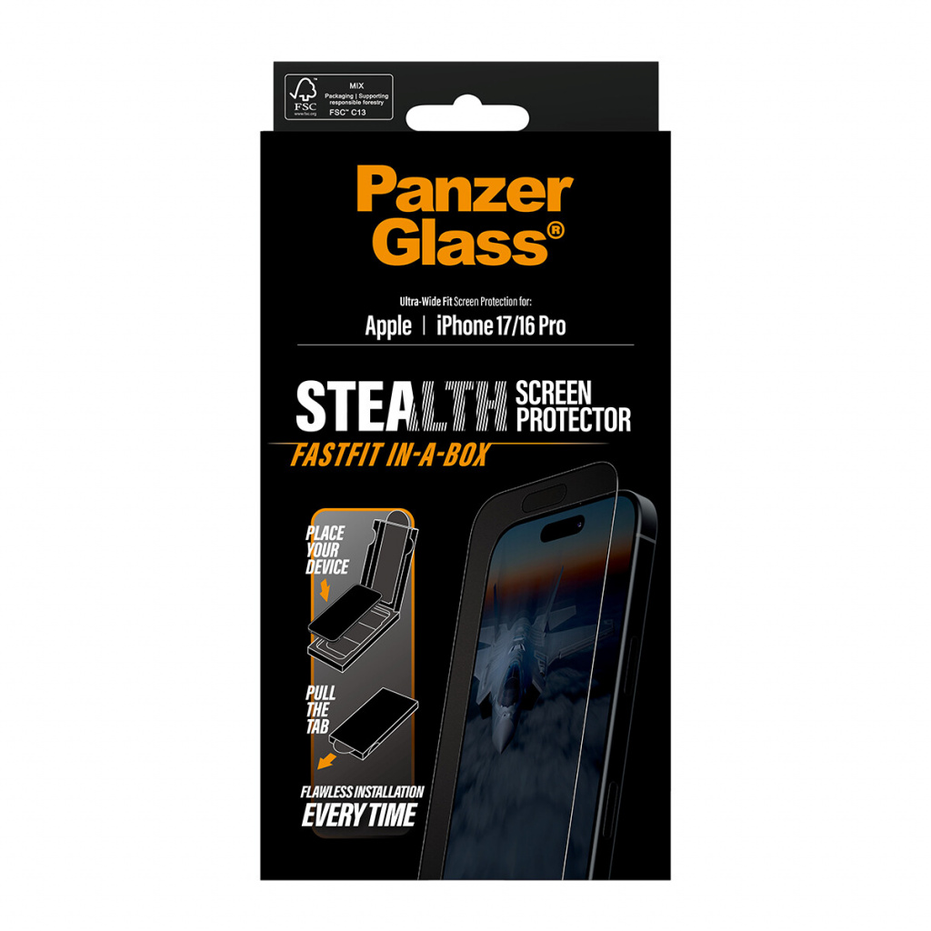 PanzerGlass ® Stealth Screen Protector iPhone 17 | iPhone 16 Pro | Ultra-Wide Fit w. FASTFIT IN-A-BOX Doorzichtige schermbescher - Afbeelding 3