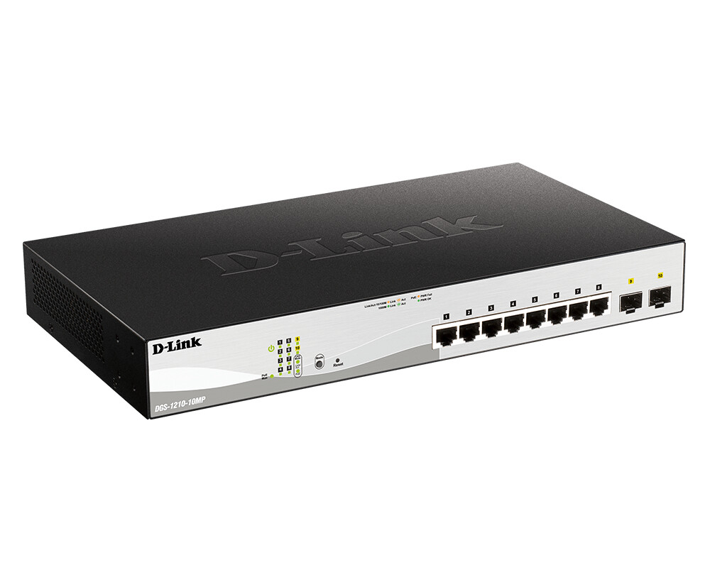 D-Link DGS-1210-10MP Managed L2 Gigabit Ethernet (10/100/1000) Power over Ethernet (PoE) Zwart, Grijs - Afbeelding 2