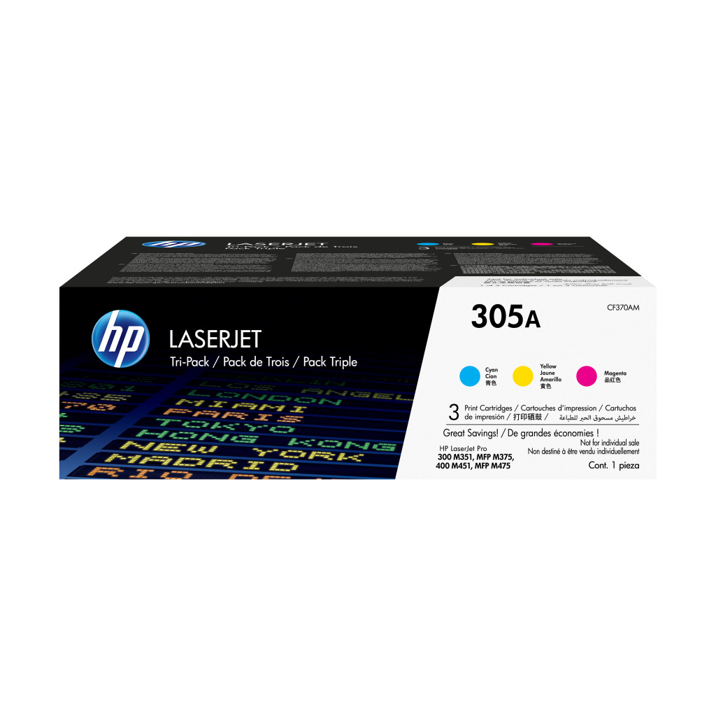 HP 305A originele cyaan/magenta/gele LaserJet tonercartridge, 3-pack