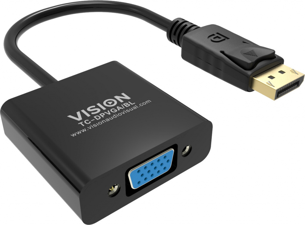 Vision TC-DPVGA/BL video kabel adapter DisplayPort VGA (D-Sub) Zwart - Afbeelding 2