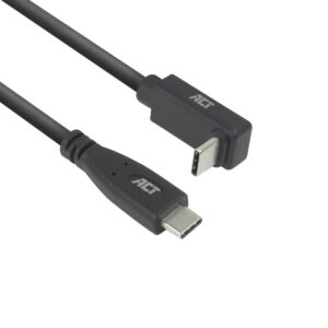 ACT USB 3.0 10Gbps 60W USB Type-C (recht) naar USB Type-C (haaks boven/beneden) kabel, 0,5 meter