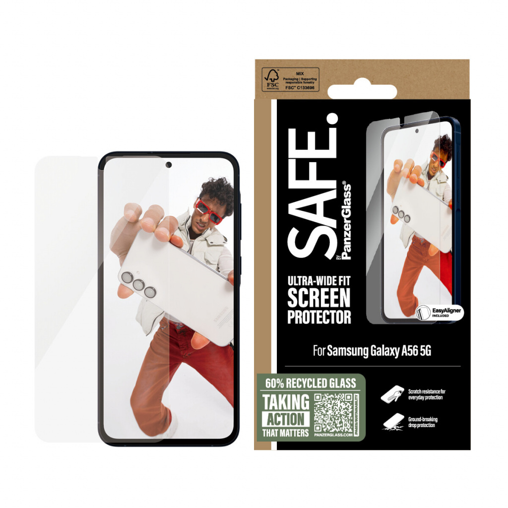 PanzerGlass SAFE. by ® Screen Protector Samsung Galaxy A56 5G | Ultra-Wide Fit w. EasyAligner Doorzichtige schermbeschermer 1 st - Afbeelding 2