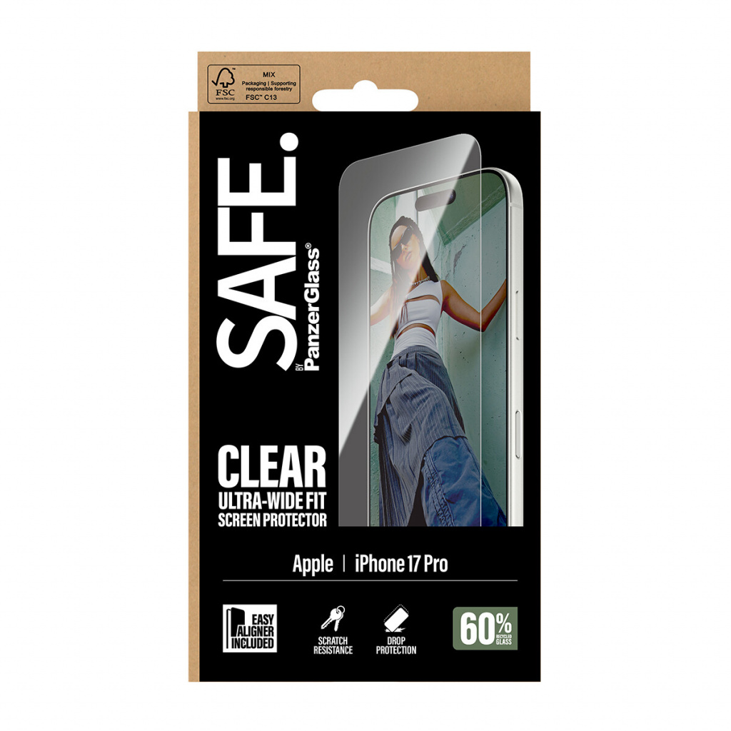 PanzerGlass SAFE. by ® Screen Protector iPhone 17 Pro | Ultra-Wide Fit w. EasyAligner Doorzichtige schermbeschermer Apple 1 stuk - Afbeelding 3
