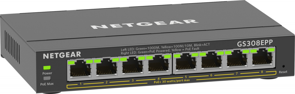 NETGEAR 8-Port Gigabit Ethernet High-Power PoE+ Plus Switch (GS308EPP) - Afbeelding 4
