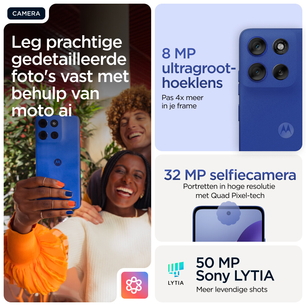 Motorola moto g56 5G 17,1 cm (6.72") Hybride Dual SIM Android 15 USB Type-C 8 GB 256 GB 5200 mAh Blauw - Afbeelding 14